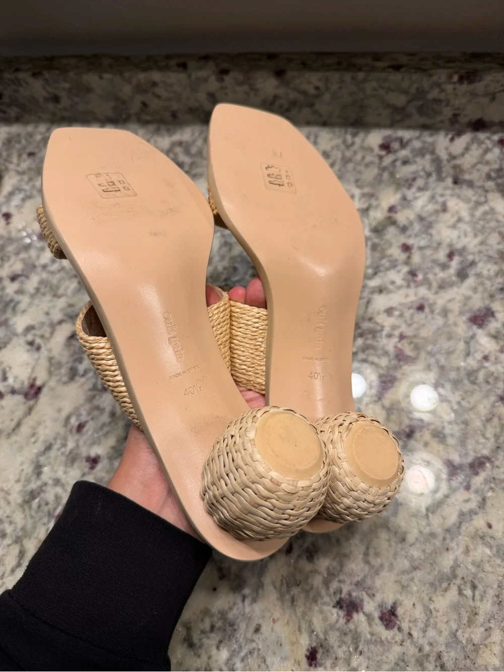 Cult Gaia Woven Two Band Slide Heels Sandals Vacation Resortwear